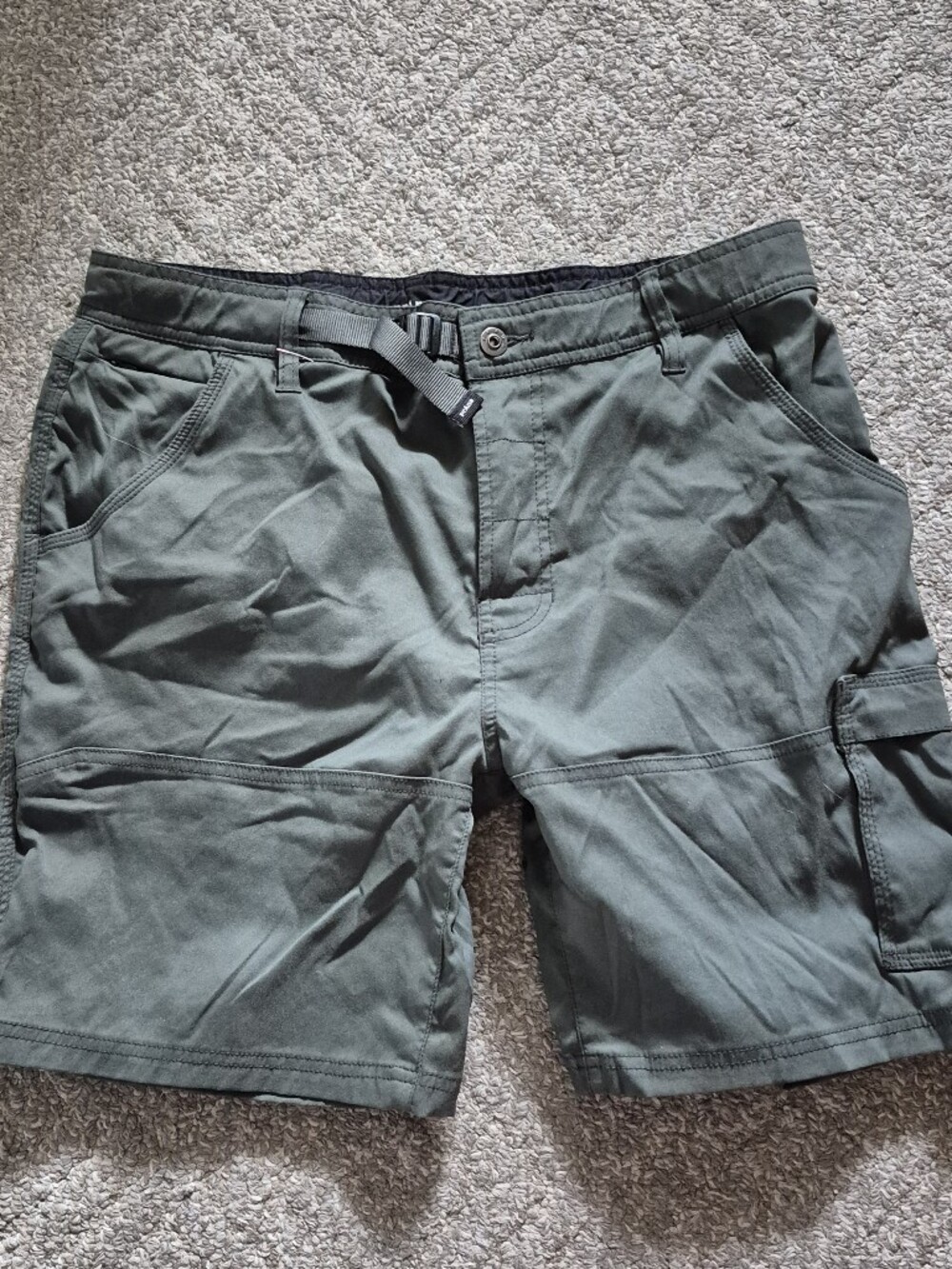 Prana Green Zion Shorts with Integrated Webbing Belt Sz.35